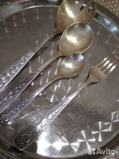 Набор мельхиор с позолотой Мнц СССР