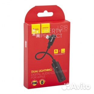 Аудио-переходник hoco LS18/кабель для apple