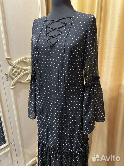 Новое дизайнерское платье в пол в горох