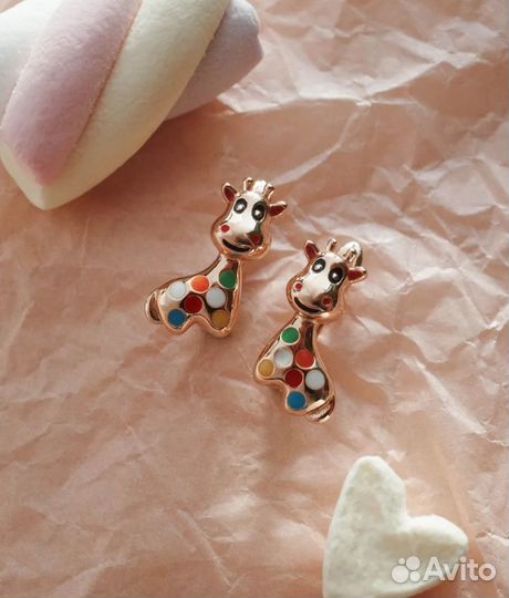 Детские серьги жирафики