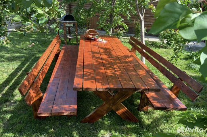 Стол и лавка из натурального дерева