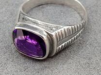 Серебряное кольцо мужское, перстень с аметистом