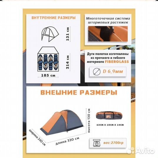 Палатка 4 местная новая