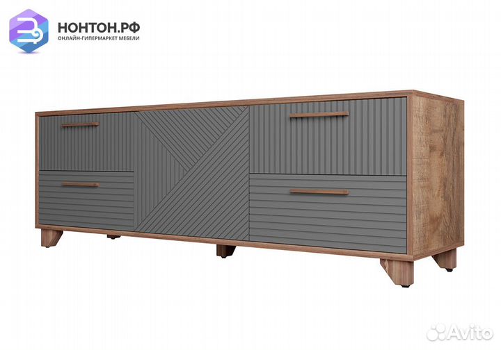 Тв-тумба со створкой Копенгаген дуб самдал / серый