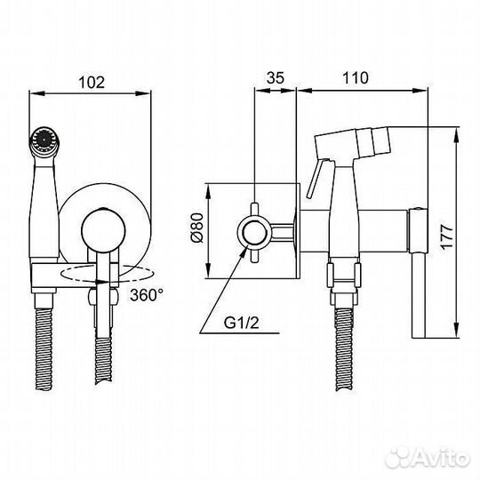 Смеситель с гигиеническим душем Gappo G7206-6