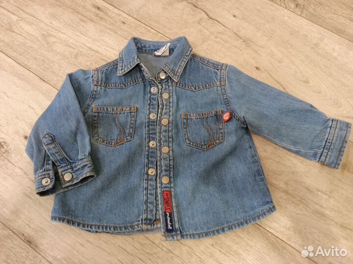 Джинсовая рубашка, рубашка на мальчика 74