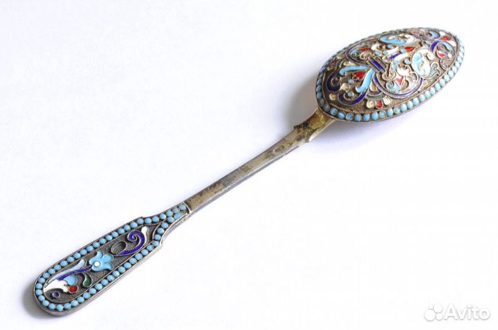 Ложка чайная Серебро 84 Перегородчатая эмаль