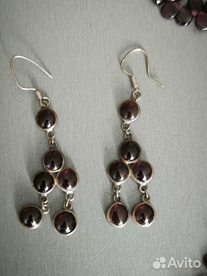 Бусы серьги гранат