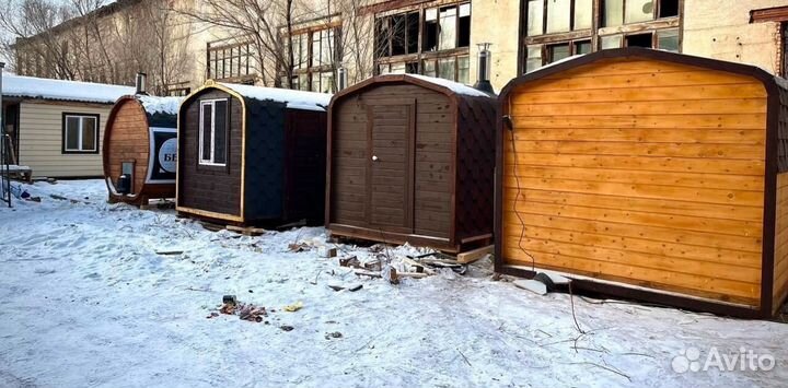 Баня бочка квадро готовая, рассрочка