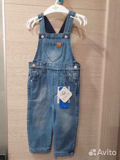 Полукомбинезон для девочки джинсовый утепленный