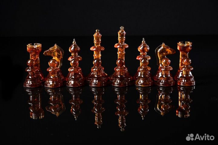 Янтарные шахматы. Фигуры из Янтаря. Янтарь. CF001