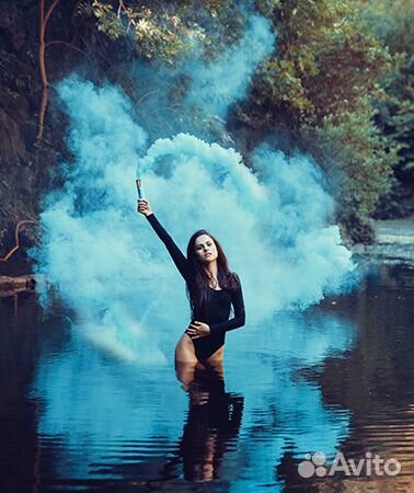 Голубой Цветной дым дымовая шашка ручная