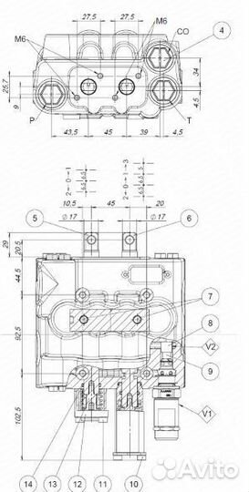 Оригинальный 2-х секционный гидравлический коллект