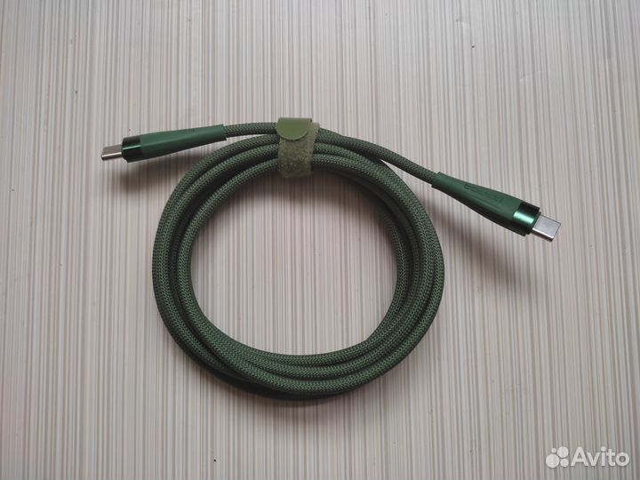 Кабель новый type C - type C 100W Green