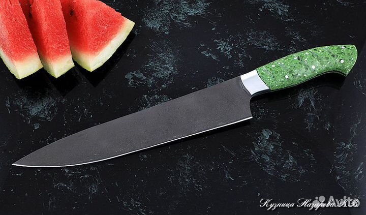 Поварской нож № 14 сталь Х12мф акрил зеленый