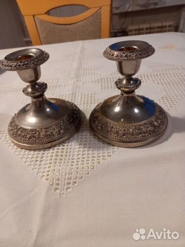 Подсвечники винтажные, серебрение, Англия