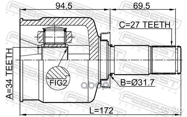 Шрус внутренний левый 34X31.7X27 3511-NL3LH Febest