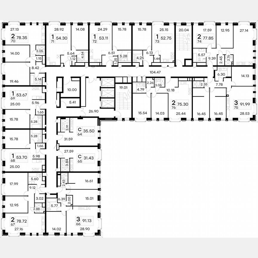 3-к. апартаменты, 89,9 м², 7/21 эт.