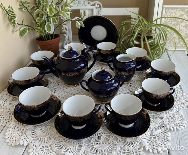 Чайный сервиз лфз, СССР Синий кобальт
