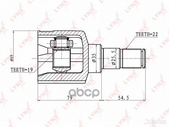 Шрус внутренний перед прав/лев CI1804 lynxauto
