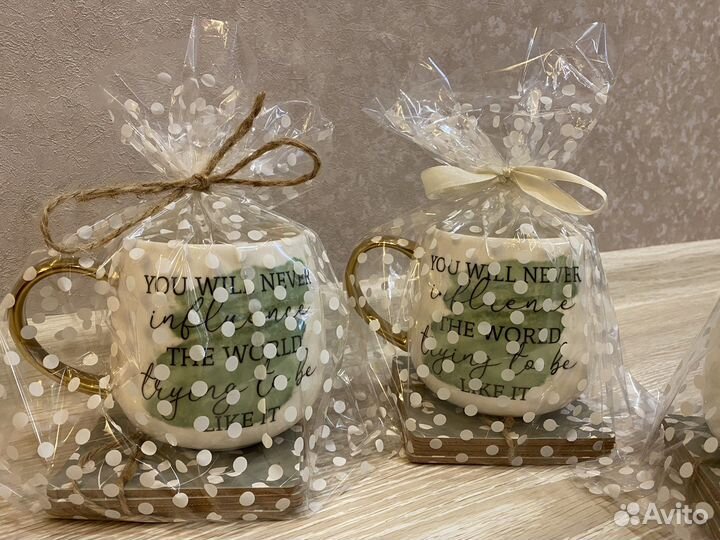 Набор кружка+подставки деревянные