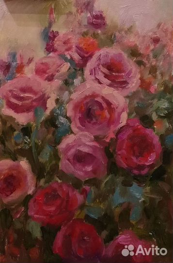 Картина маслом на холсте цветы, розы