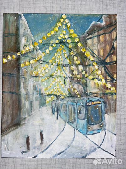 Зимний пейзаж маслом на холсте