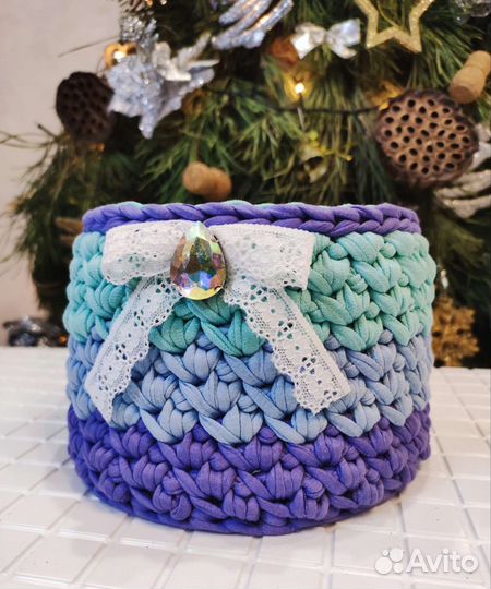 Корзина вязаная, подарок, Hand Made