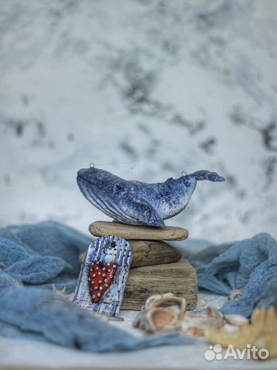 Ватная ёлочная игрушка Кит