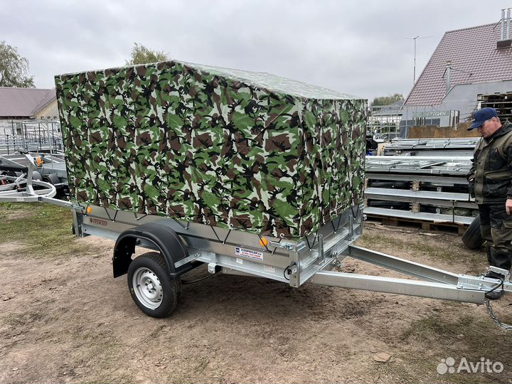 Прицеп 2.6х1.35 Трейлер Прораб тент 1500 мм хаки