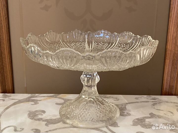Антикварная хрустальная Фруктовница Мальцов 19 век