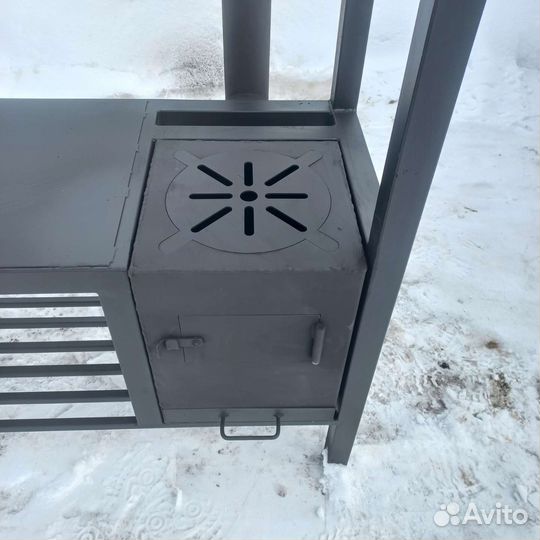 Мангал с печкой под казан в стиле лофт