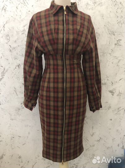 Платье женское на молнии в клетку