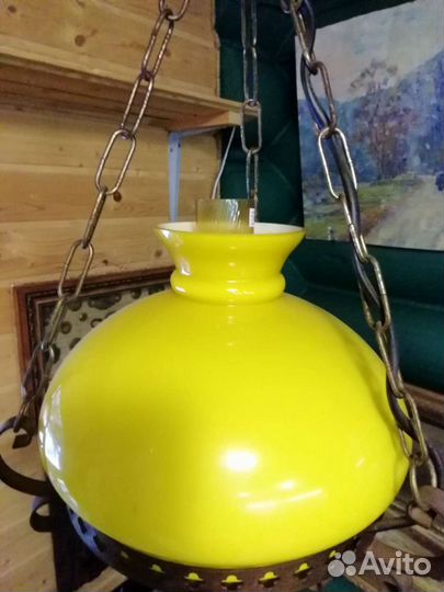 Лампа винтаж цветное стекло керамика