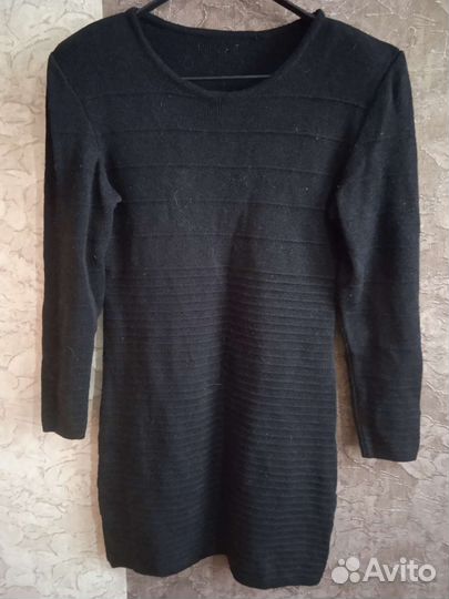 Маленькое черное платье трикотаж 48