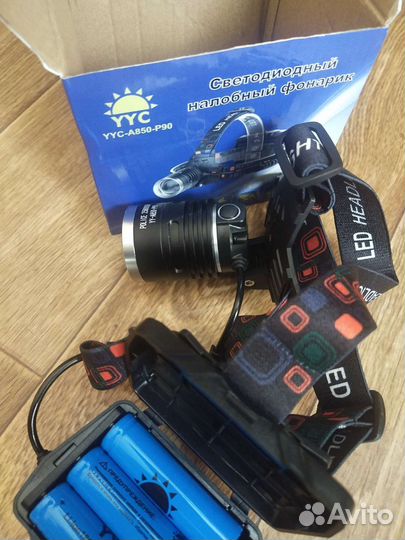 Мощный новый,налобный фонарик 3 аккумулятора