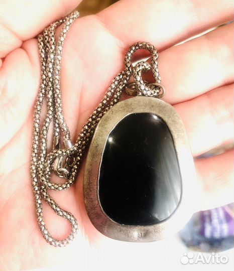Агат, подвеска с цепочкой Сер 925