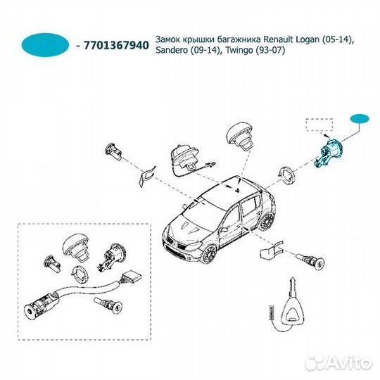 Замок крышки багажника renault