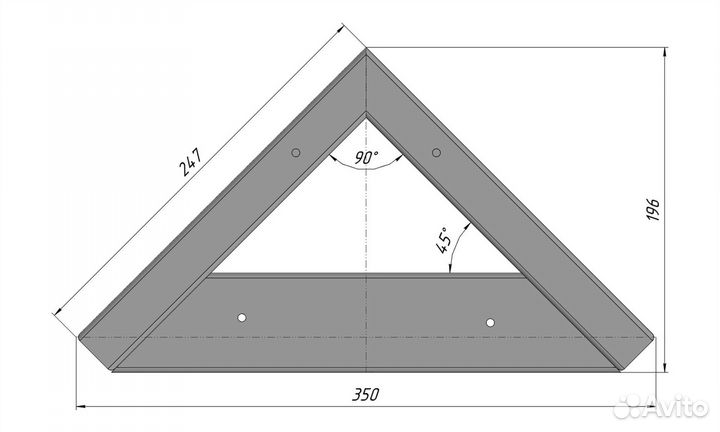 Подстолье опора для стола 1200 350 60 треугольное металлическое барное черное Лофт
