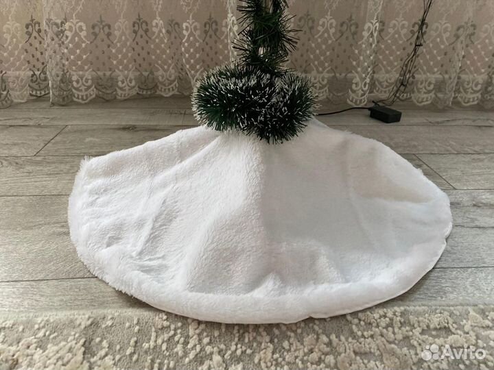 Новогодний меховой коврик под елку 55 см