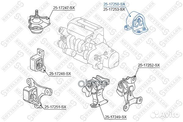 25-17250-SX подушка двигателя задняя Honda CR
