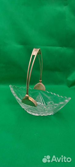 Хрустальная ладья конфетница серебро СССР