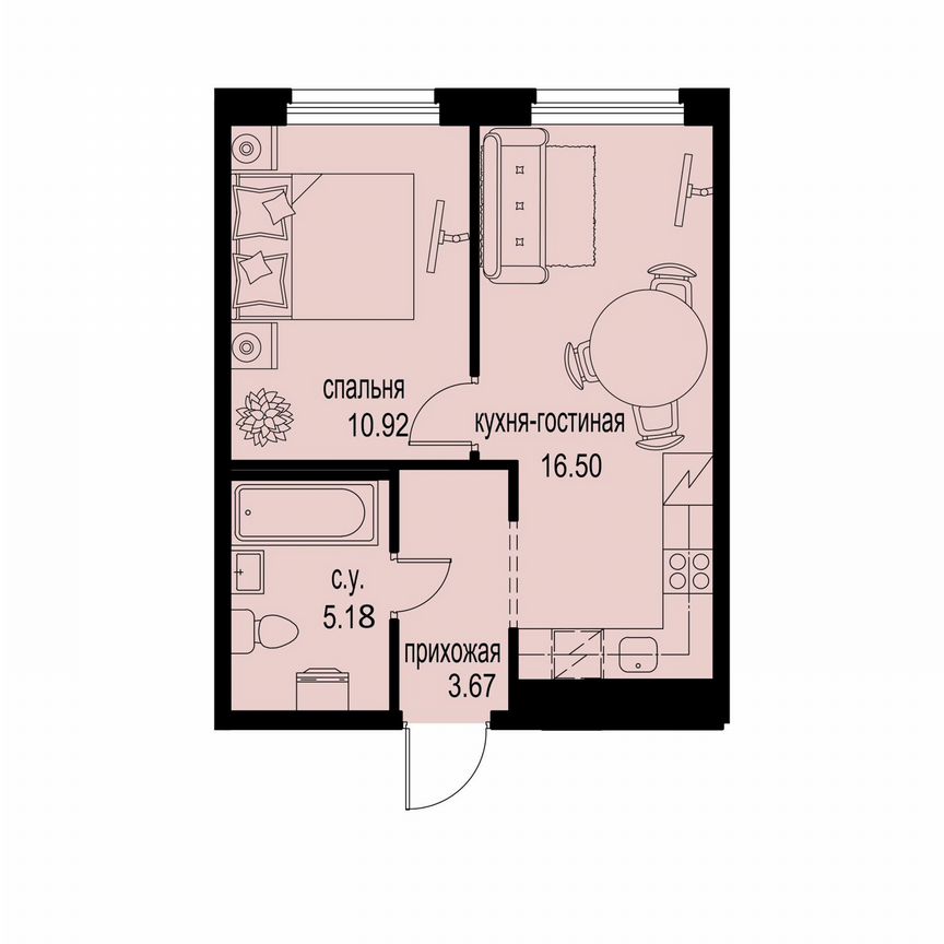 1-к. квартира, 36,3 м², 2/12 эт.