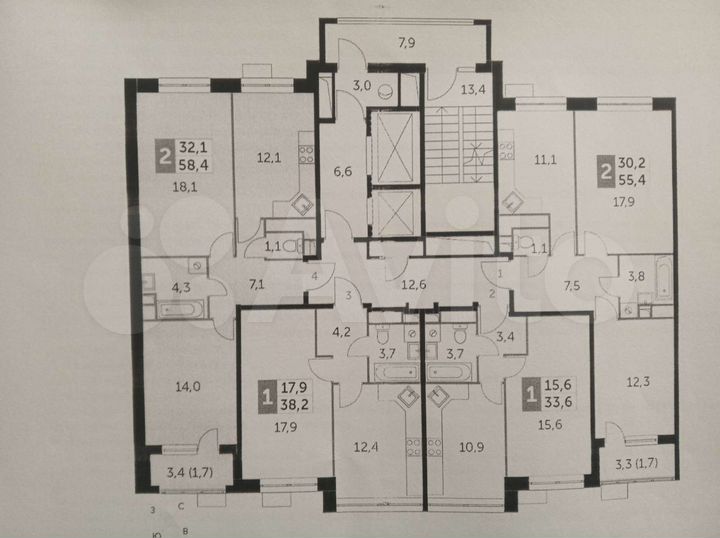 2-к. квартира, 58,4 м², 7/12 эт.