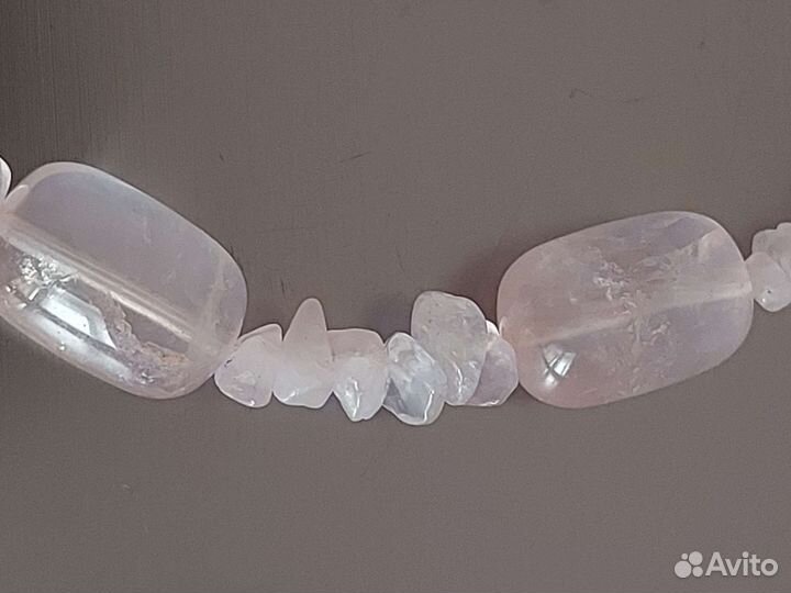 Бусы и браслет Розовый кварц