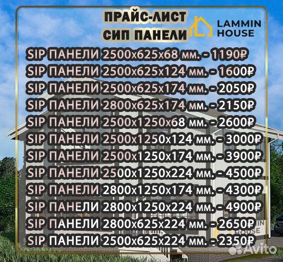 Сип SIP панели OSB. Размер 2500*1250*224 мм