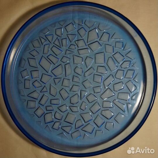 Синее стекло посуда СССР (поднос, ваза, салатник)