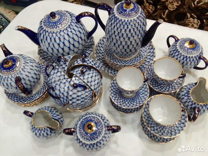Сервиз кобальтовая сетка лфз чайный