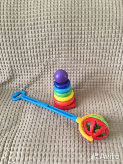 Развивающий куб сортер, пирамидка, каталка