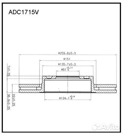 Диск тормозной перед ADC1715V allied nippon